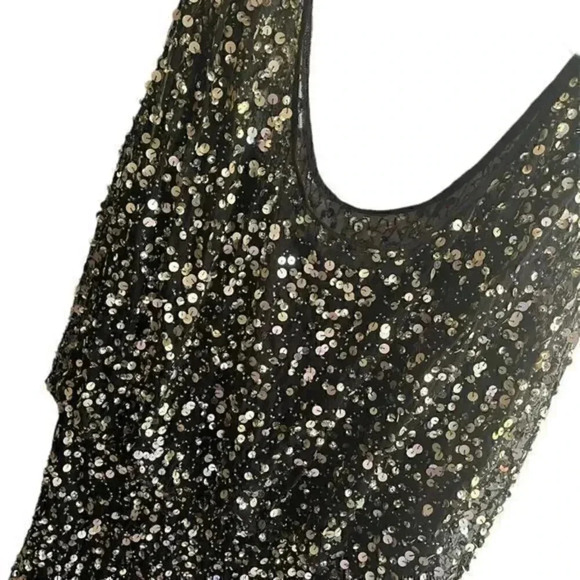 JS Collection Sequin Cocktail Dress Sleeveless Party Mini Dress Sparkly Black 12 - Picture 3 of 8